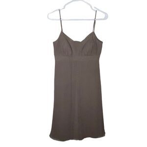 VintageY2K BCBG greige taupe beaded camisole dress frock 100% silk empire waist 